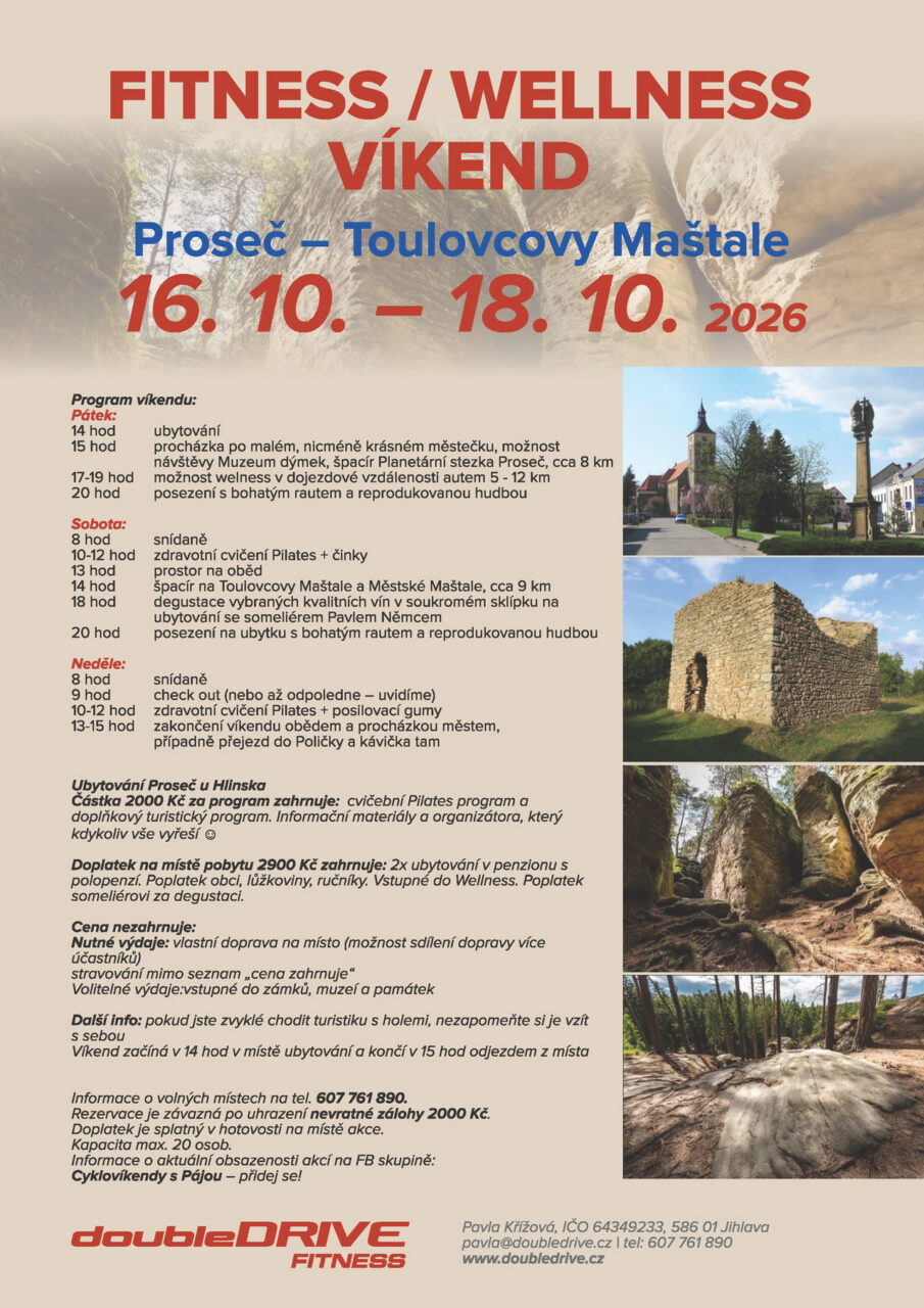 Fitness / wellness víkend, Proseč – Toulovcovy Maštale 16.-18.10.2026